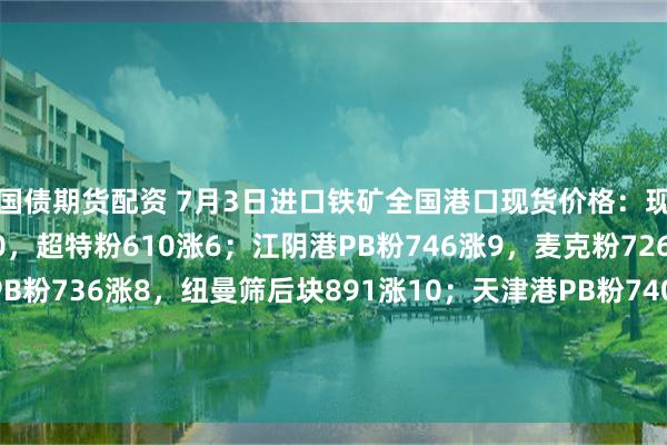 国债期货配资 7月3日进口铁矿全国港口现货价格：现青岛港PB粉725涨10，超特粉610涨6；江阴港PB粉746涨9，麦克粉726涨9；曹妃甸港PB粉736涨8，纽曼筛后块891涨10；天津港PB粉740涨10，卡粉830涨10；防城港港PB粉732涨10。（对比前一工作日晚间价格；单位：元/湿吨）